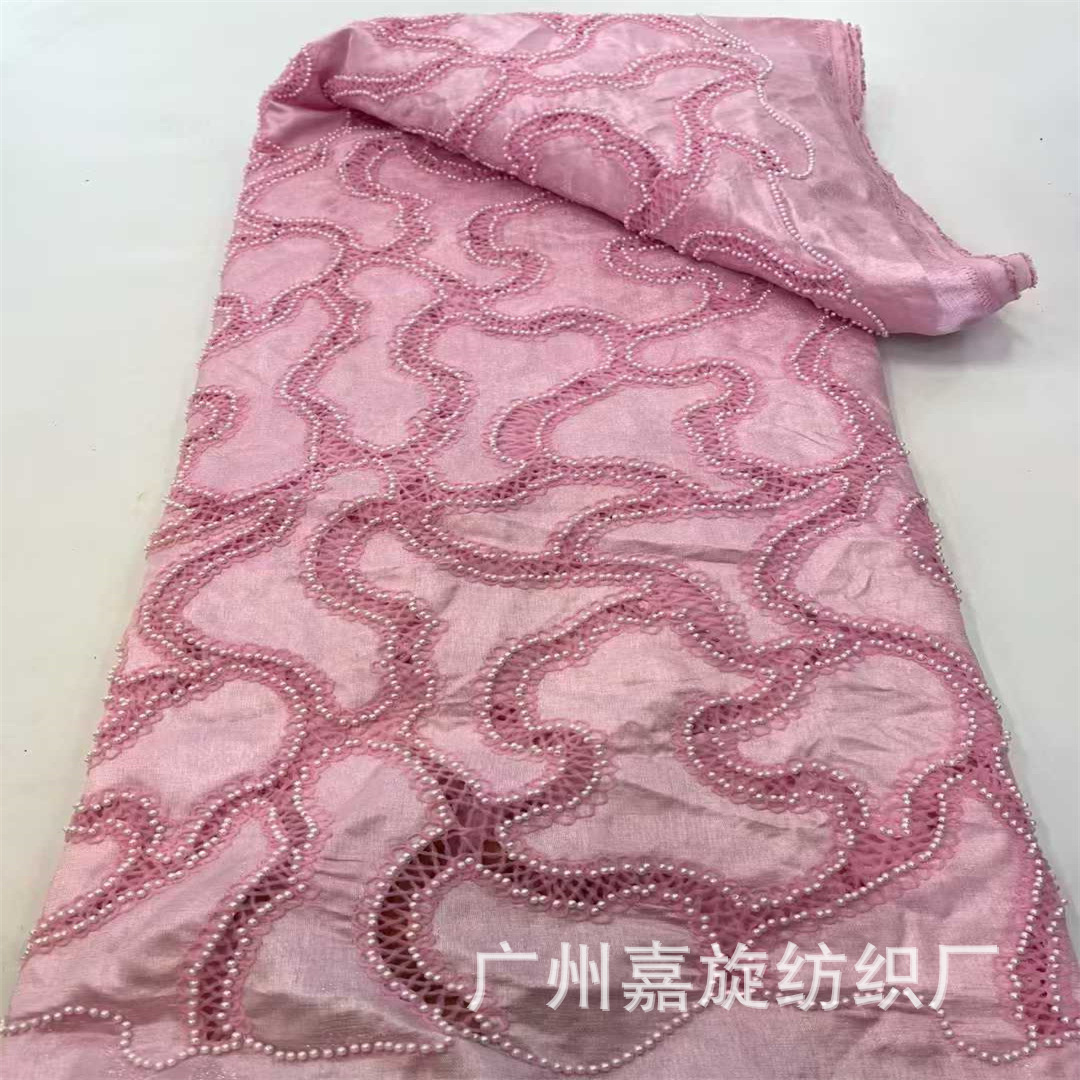 Picture of Summer Cut Out Beading Laser Embroidered Cloth Dress Cheongsam Fashion Lace Quality Cord Lace