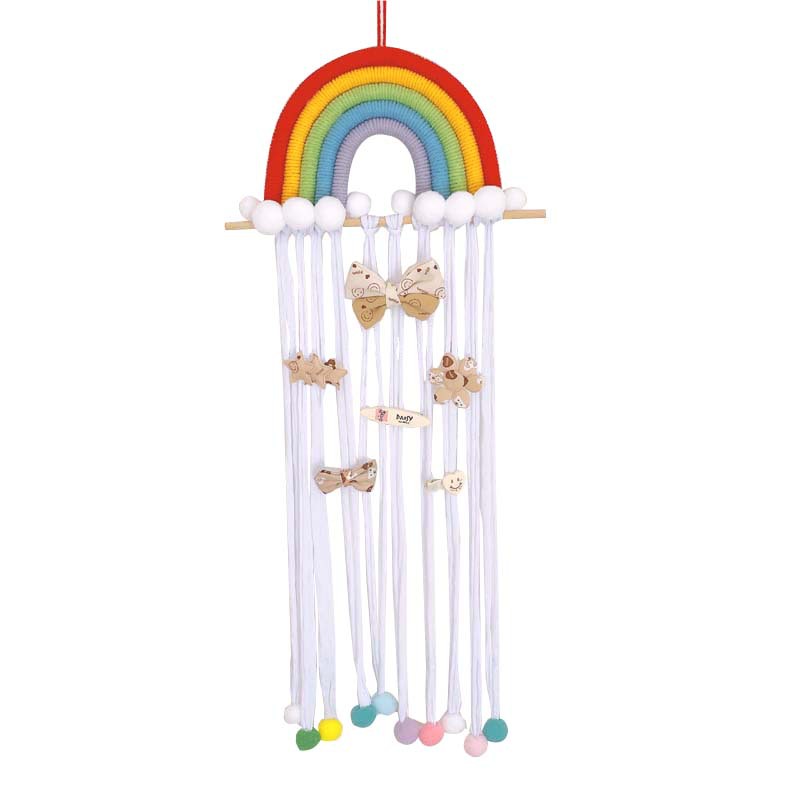 Picture of ins Nordic Rainbow Tassel Hair Accessories Hairpin Finishing Storage Woven Children's Room Decoration Wall Decoration