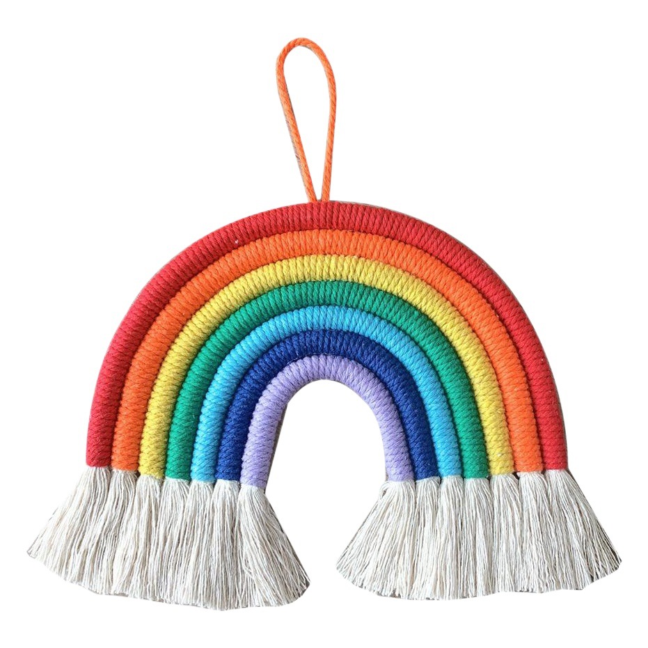 ins Decorative ins Style Nordic Style Home Children's Room Decorative Pendant Woven Rainbow Pendant Wall Decorative Pendant 7 Pieces