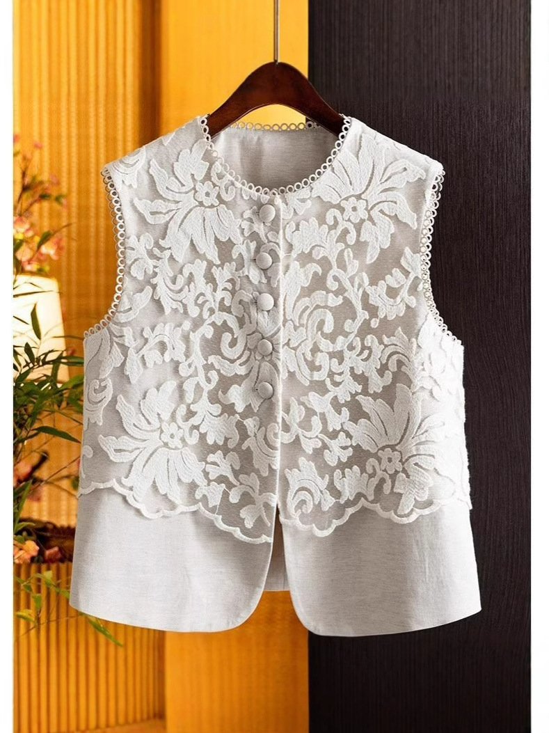 Picture of [Shop selling] Summer 2025 new French high-end fashion jacquard lace design waistcoat high waist