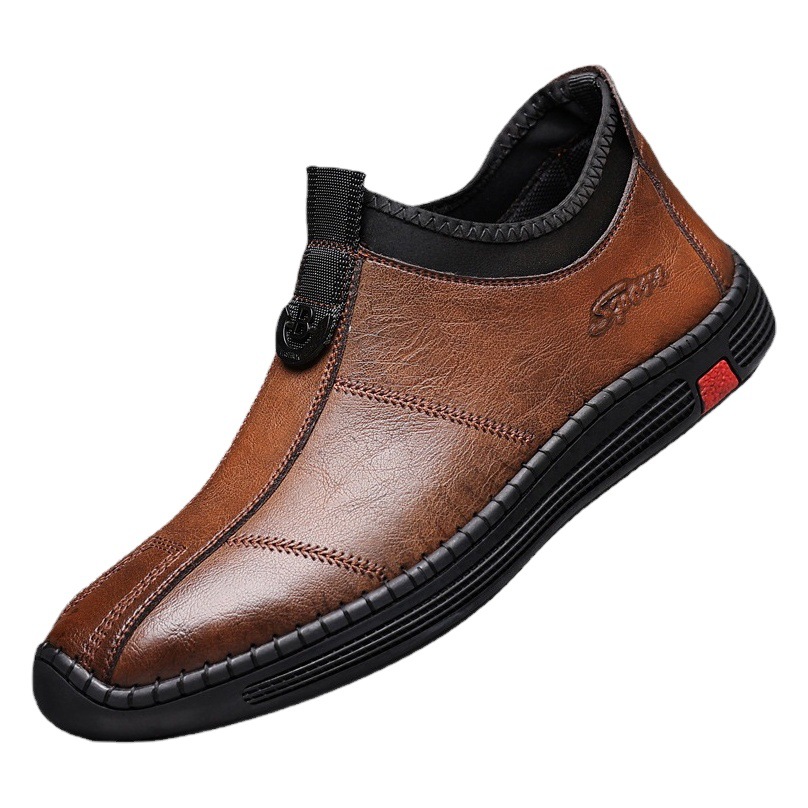 Business Leather Shoes for Men, Autumn and Winter Slip-On Sports Shoes, Casual Shoes, Soft-Soled Men's Shoes, Men's British Fashion Men's Cotton Shoes
