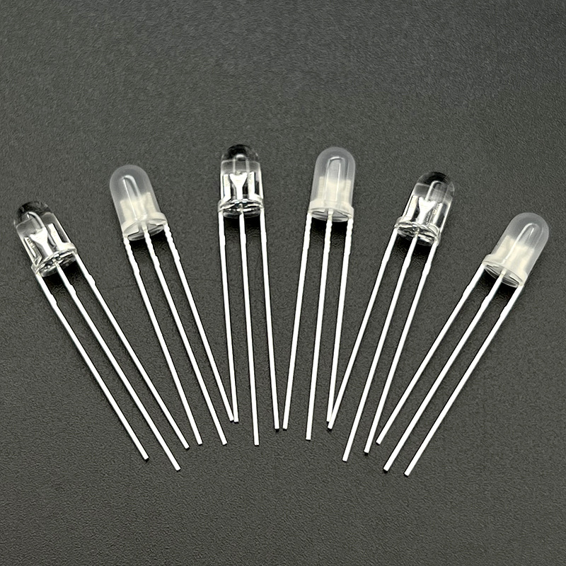 Picture of f5mm foggy Red Green Red Blue Green red white two-color co-Yin and co-Yang transparent three-legged led indicator beads