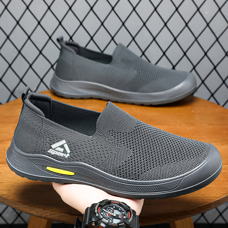 Men's Shoes, New Style Breathable Non-Stinky Mesh Shoes, Slip-On Slip-Ons, Soft-Soled Men's Cloth Shoes, Cross-Border Casual Shoes