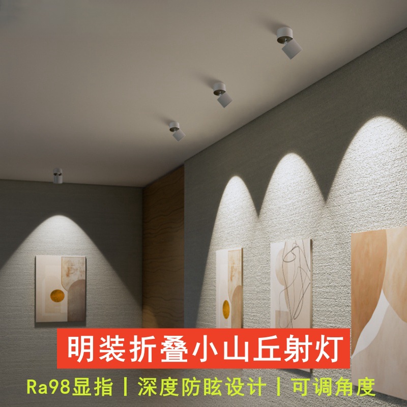 Folding Surface-Mounted Spotlight Led Adjustable Angle Living Room Anti-Glare Wall Washer Balcony Single-Head Hill Ceiling Spotlight