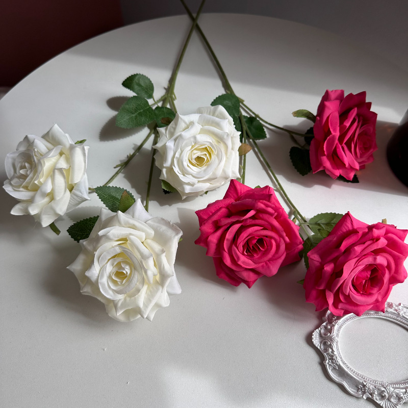 Picture of New 3-Head Diamond Rose Artificial Flower Wedding Hall Decorative Flower Artificial Flower Amazon Export Bouquet Rose Flower