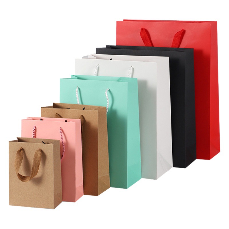 in stock wholesale gift kraft paper bag clothing packaging bag women flowers shopping kraft paper glasses tote bag