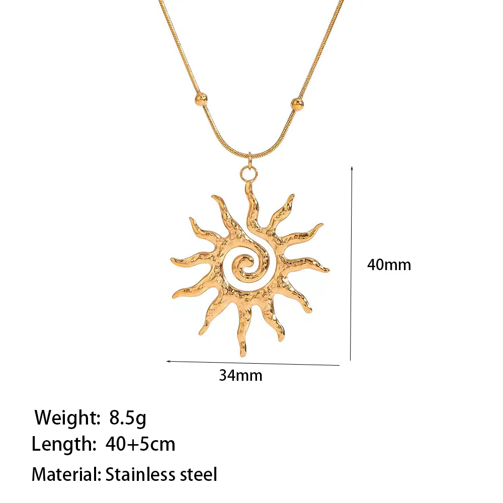 Picture of Cross-Border New Sun Pendant Titanium Steel Necklace Earrings Ring Women's Design Light Luxury Niche High-End Jewelry Set