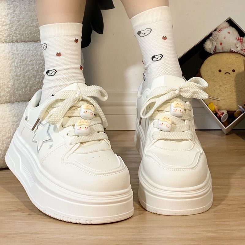 Milk Fufu Original Modified Milk Cat Thick-Soled White Shoes for Women 2025 Summer New Style Breathable Versatile Casual Board Shoes