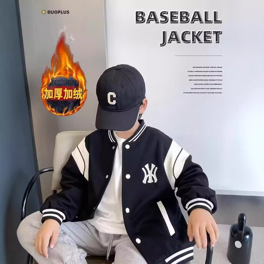 Picture of Children's Coat Boy's Baseball Suit Coat Autumn and Winter New 2024 Children's Middle and Big Children's Fashionable Brand Sports Jacket