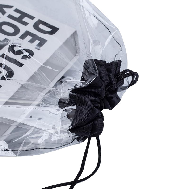 Factory spot PVC drawstring bag dustproof transparent plastic drawstring backpack bag support printed logo
