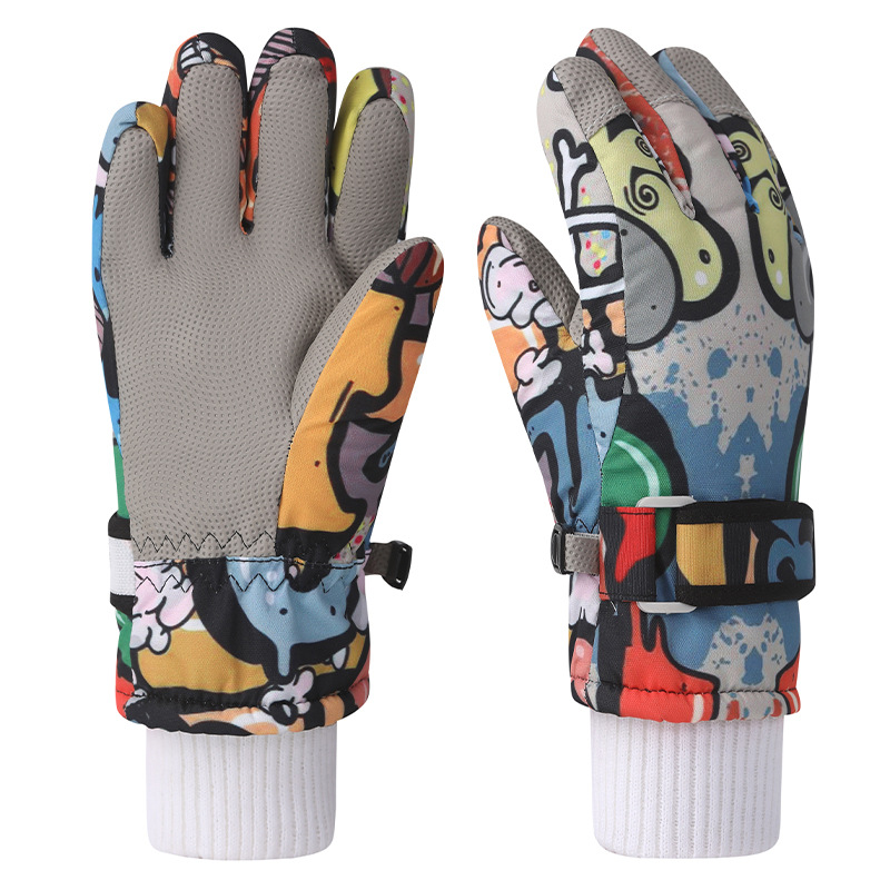Picture of Children's gloves fleece-lined warm winter windproof waterproof skiing winter cycling can touch screen