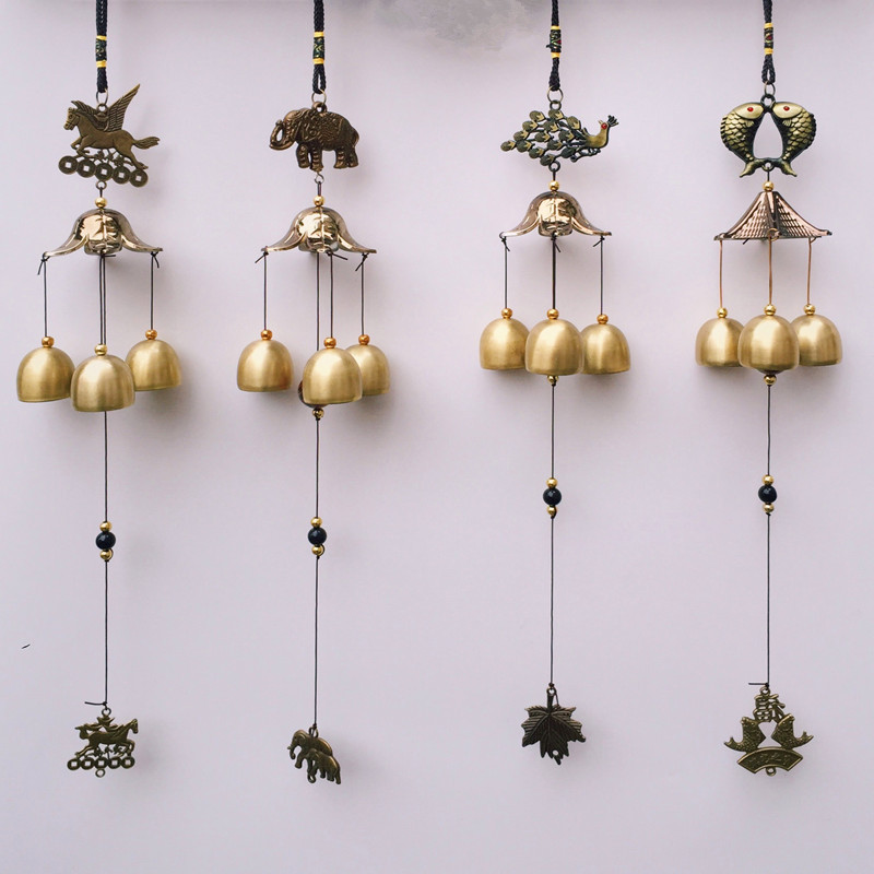 Retro Alloy Wind Chime Pixiu Kirin Pendant Travel Area Shop Fortune Decorative Jewelry Metal Bell Pendant