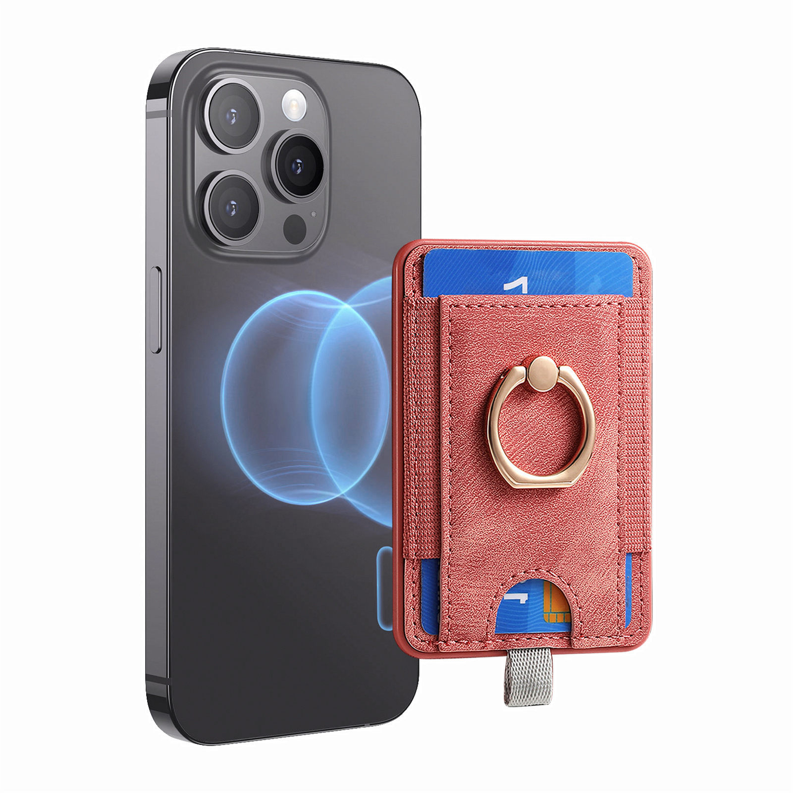 Picture of Magnetic magsafe card holder back sticker strong magnetic multi-function mobile phone card holder card holder card coin holder hardware ring