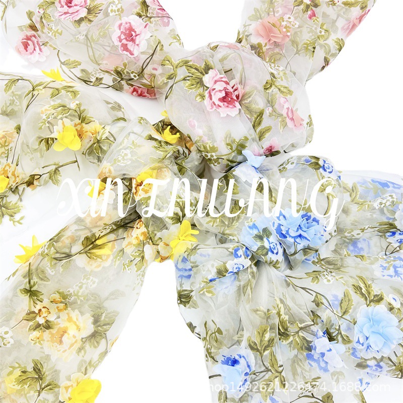Picture of Hot Sale 3D Handmade Ordered Stereo Fabric Organza Printed Branch Flower dress Chiffon Embroidered Fabric Lace