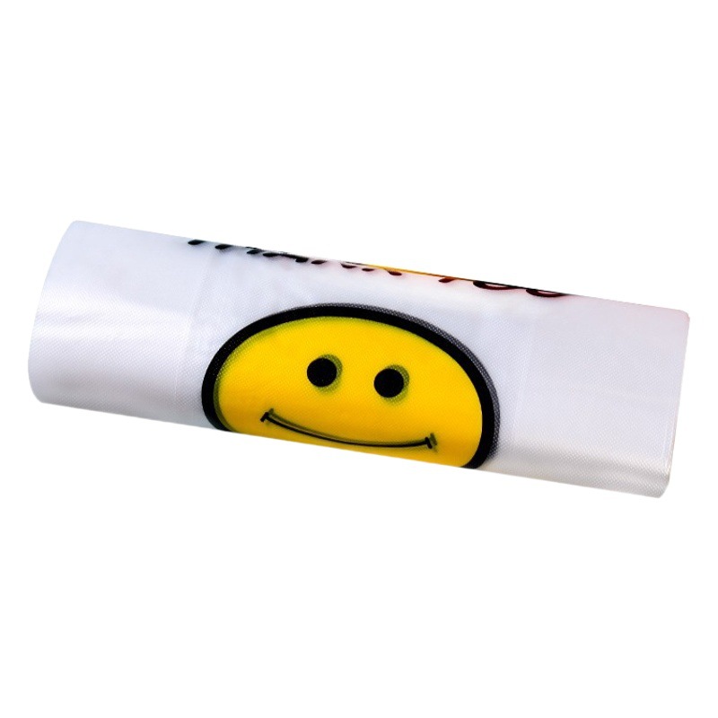 Wholesale Transparent Smiley Plastic Bag Supermarket Shopping Fruit Packing vest Bag Portable Packing Bag Convenient Bag