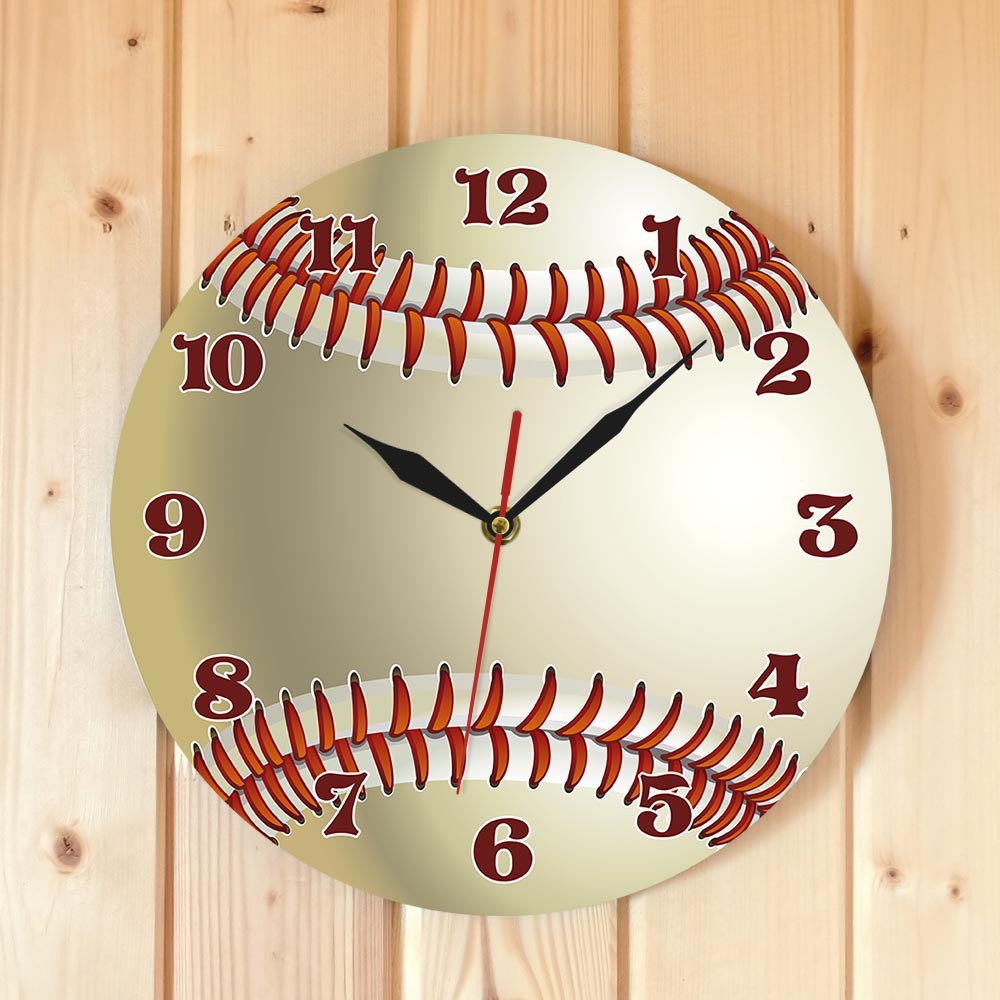 Baseball Shape 3D Wall Clock Baseball Lovers Sports Room Wall Decoration Personality Clock Acrylic Printing Wall Clock Cross Border