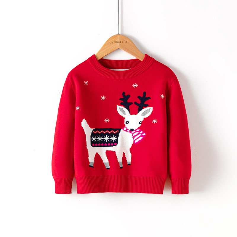 Picture of Factory wholesale boys' cartoon bottoming pullover girls' round neck Christmas sweater children's Korean-style European and American children's clothing