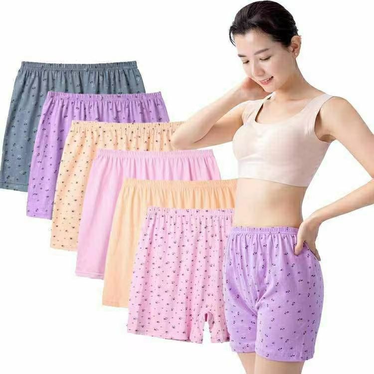Middle-aged and elderly underwear female mother boxer shorts elderly shorts loose plus size pants head cotton home can be worn outside