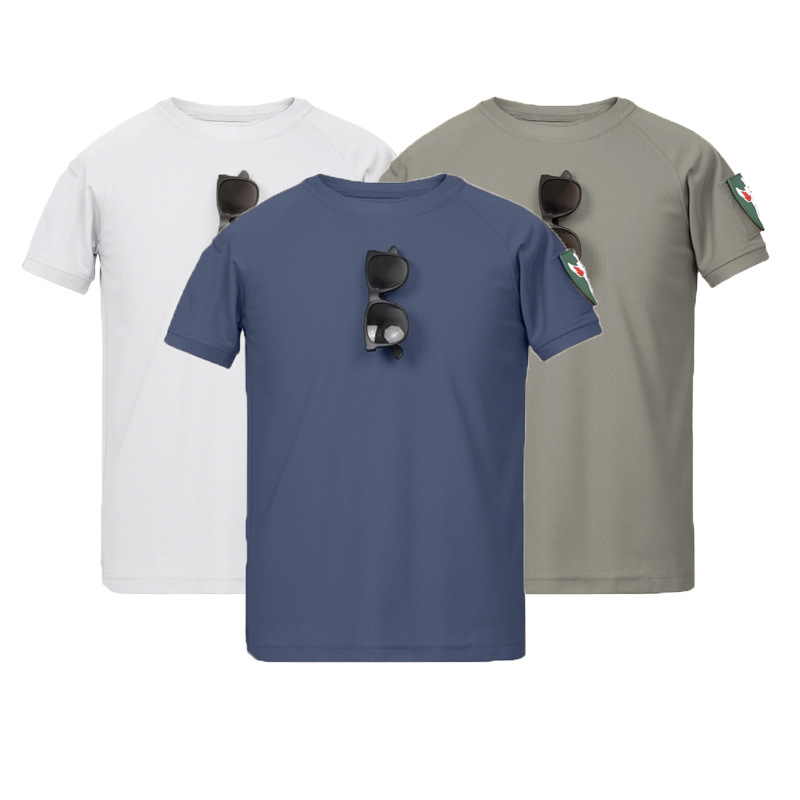 Picture of Summer Elastic Short-Sleeved T-Shirt Men's Loose Large Size Tactical Short-Sleeved Elastic Quick-Drying Military Fan Training Uniform T-Shirt