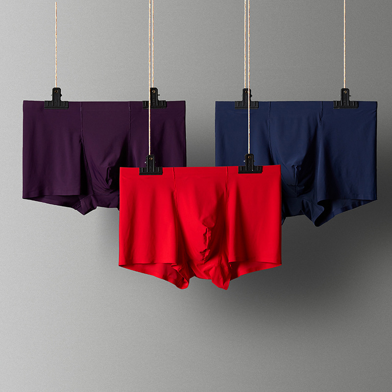 Picture of Men's underwear seamless ice silk underwear men's loose seamless underwear plus size solid color wholesale underwear men's boxers