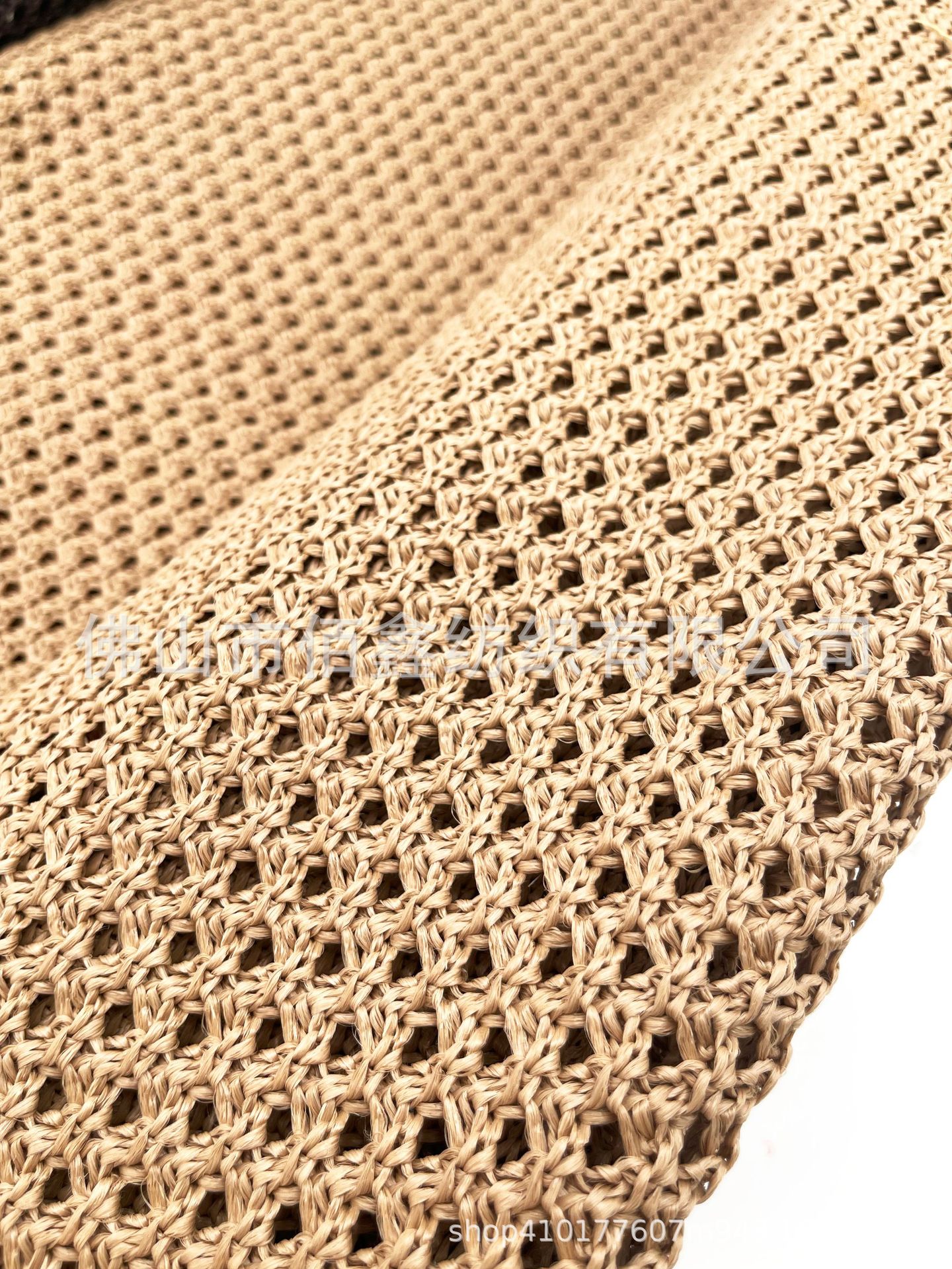 Picture of Crochet knitted pp mesh fabric woven cross hollow PE straw mat shoes and hat material luggage handbag decorative fabric handmade fabric