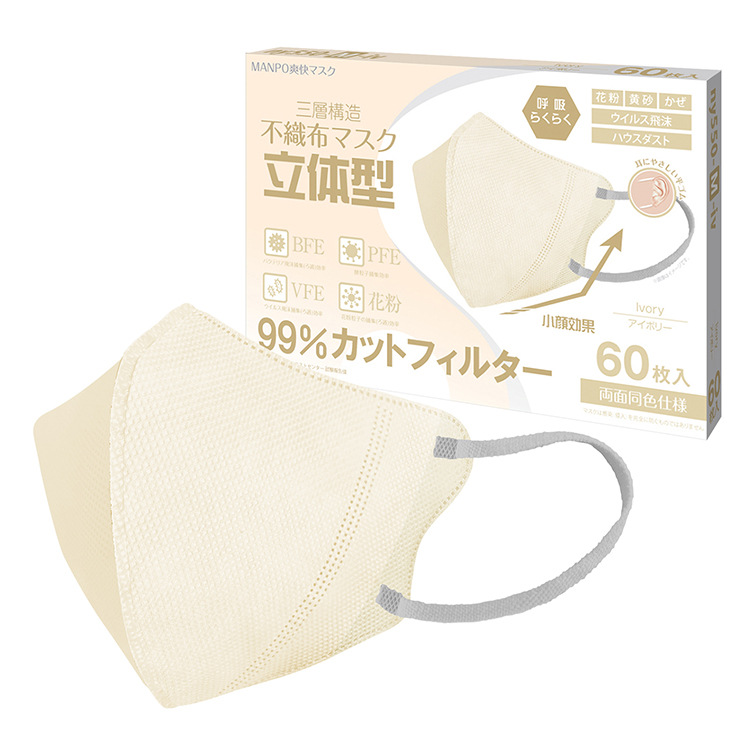 Picture of 3D Three-Dimensional High-Appearance Disposable Autumn Breathable Boxed Three-Layer Non-Tightening Full-Coverage Windproof Mask for Women