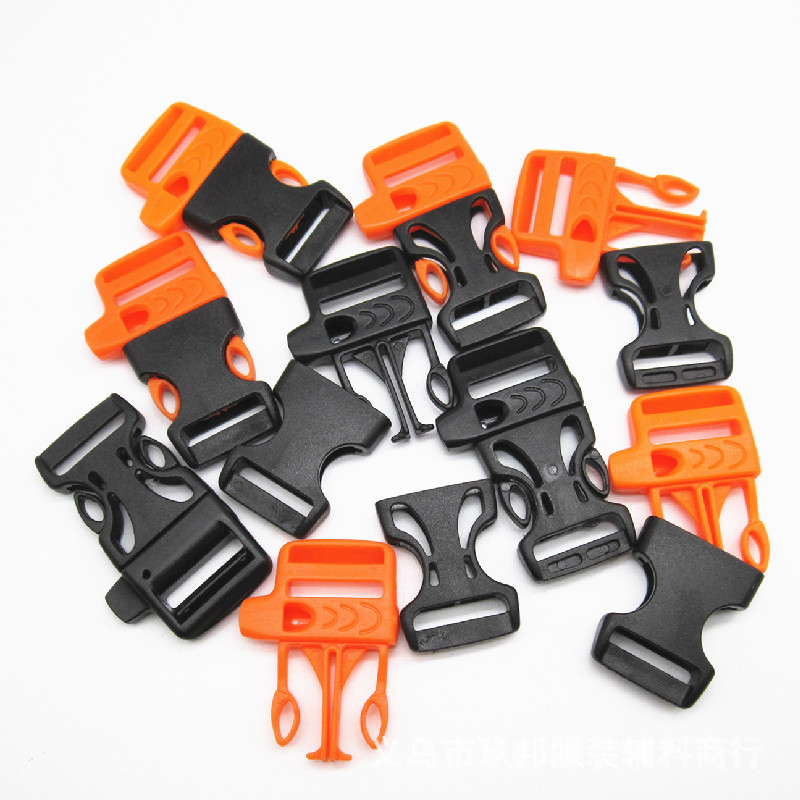 Picture of In stock supply 2CM whistle buckle outdoor life-saving sports plastic orange plus black buckle with whistle buckle