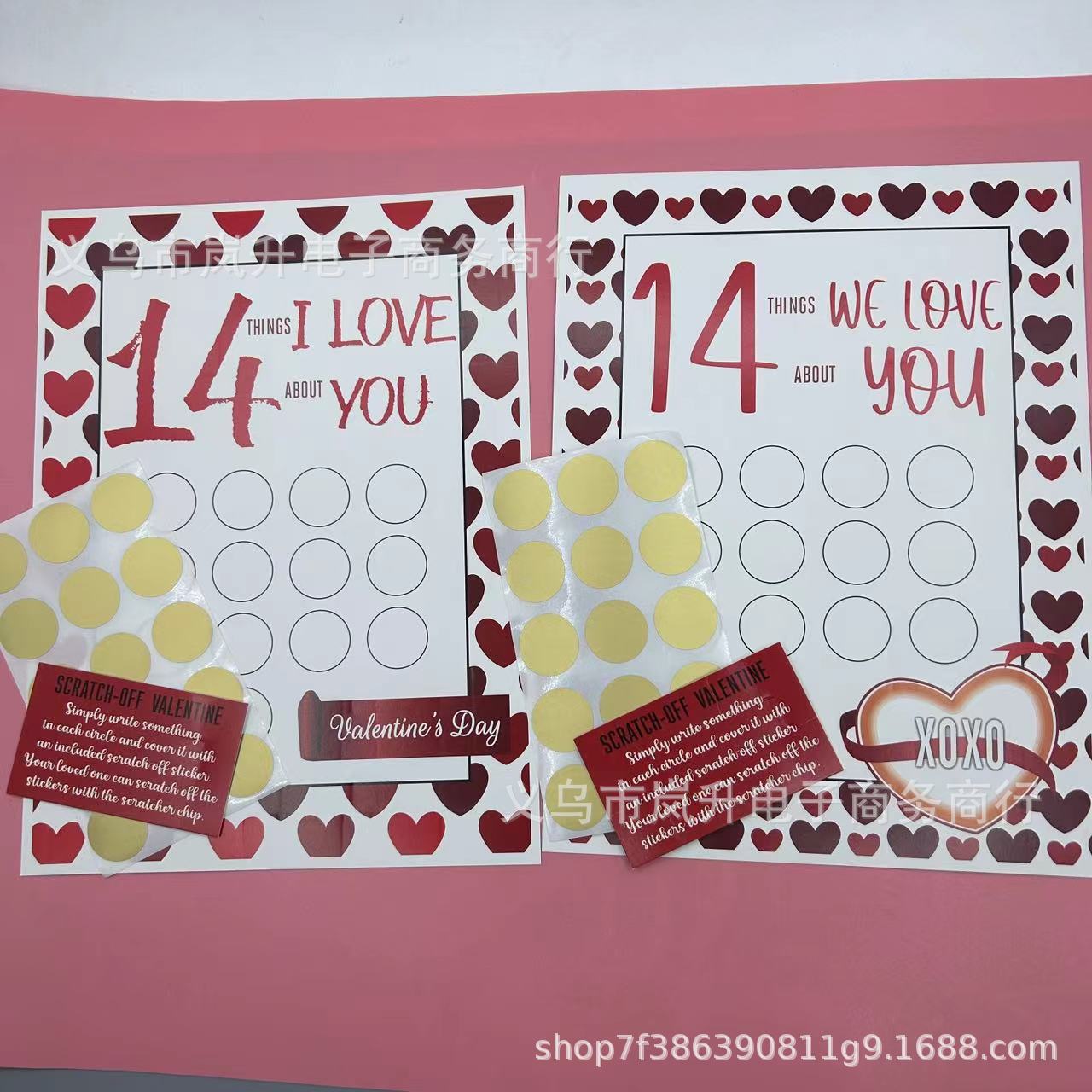 Picture of Cross-border new product Valentine Scratch Off Print Valentine's Day Scratch 14 things gift