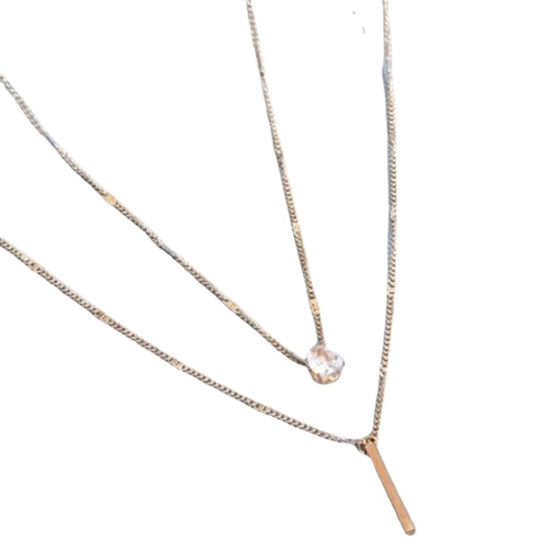 Europe and the United States cross-border jewelry temperament teardrop-shaped rhinestone pendant clavicle chain simple long stick necklace double stacked wholesale