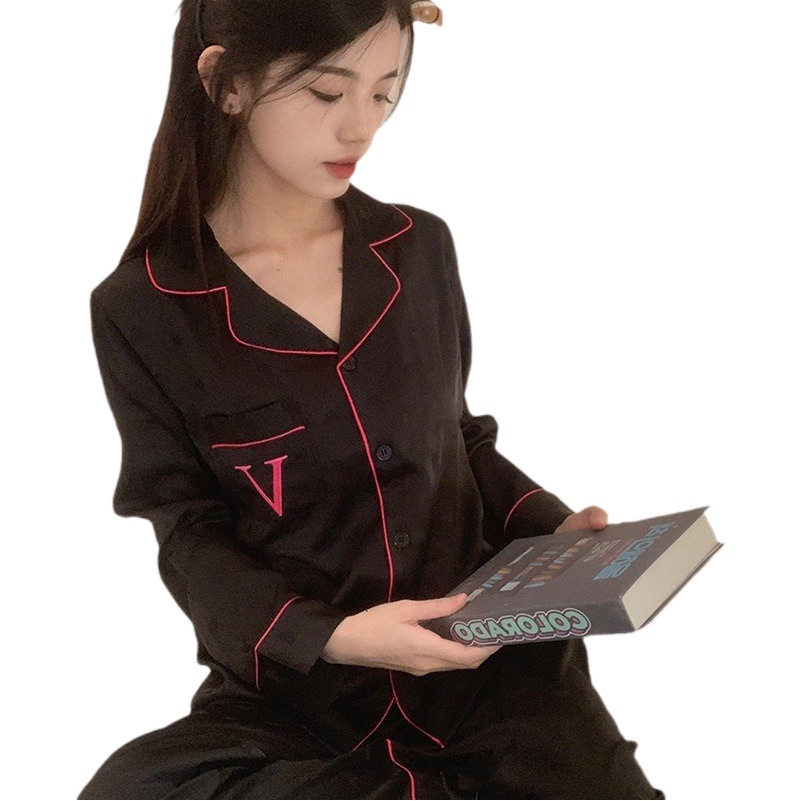 [Moonlight love] new light luxury ice silk pajamas women's spring and autumn thin high-grade home wear suit summer