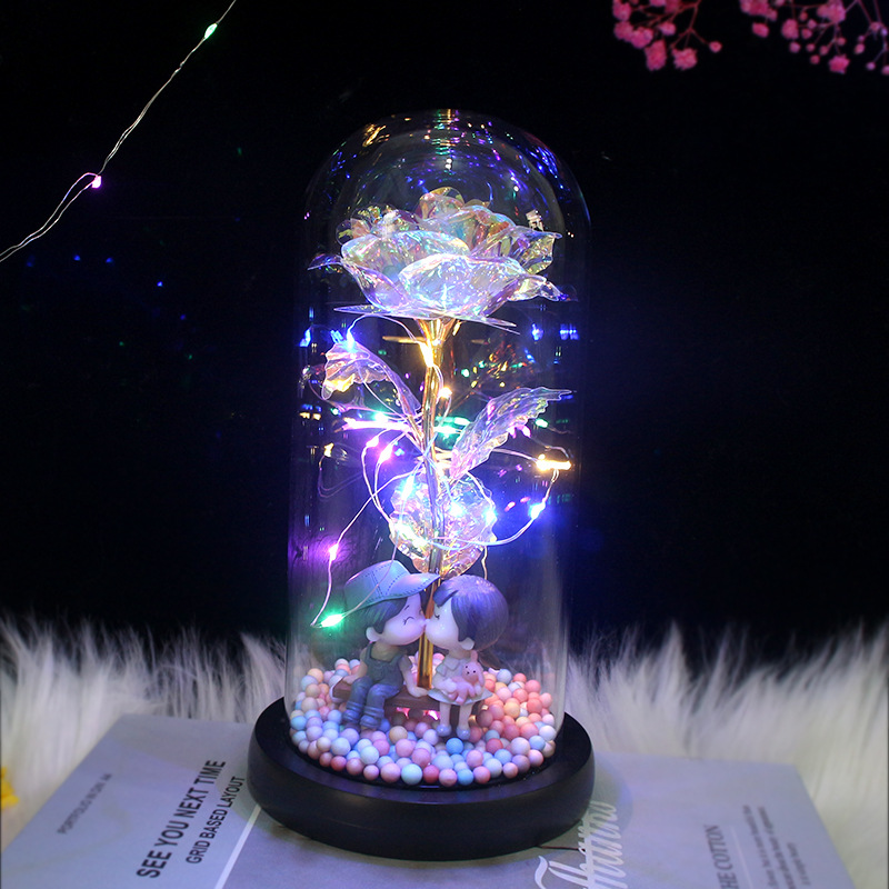 Creative birthday Tanabata Valentine's Day led night light gold foil rose 520 surprise gift for girlfriend