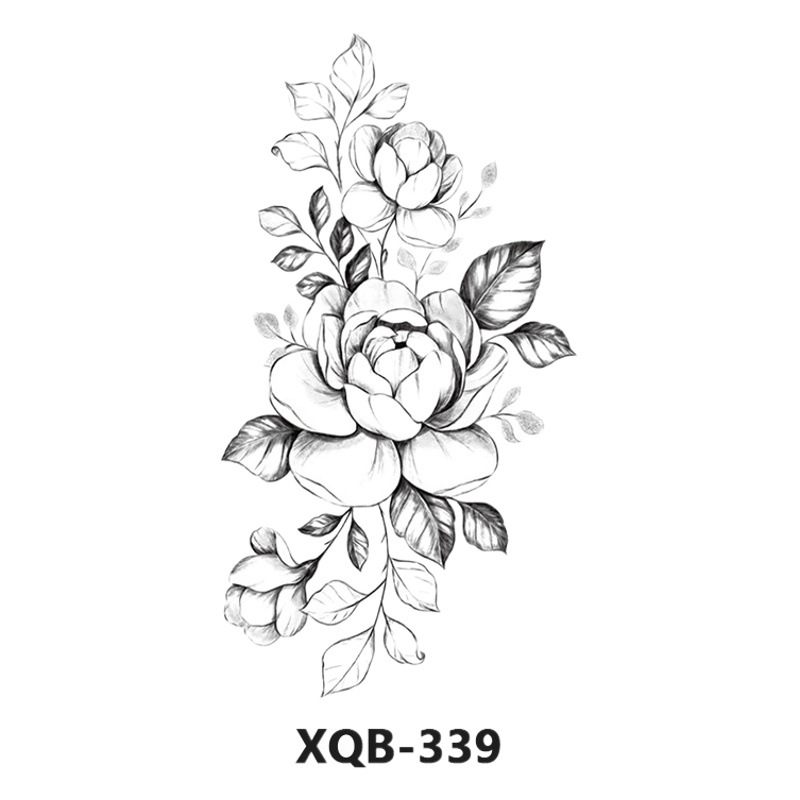 in stock lion flower black and white tattoo stickers color small fresh simulation cross-border European and American wind wholesale new tattoo stickers