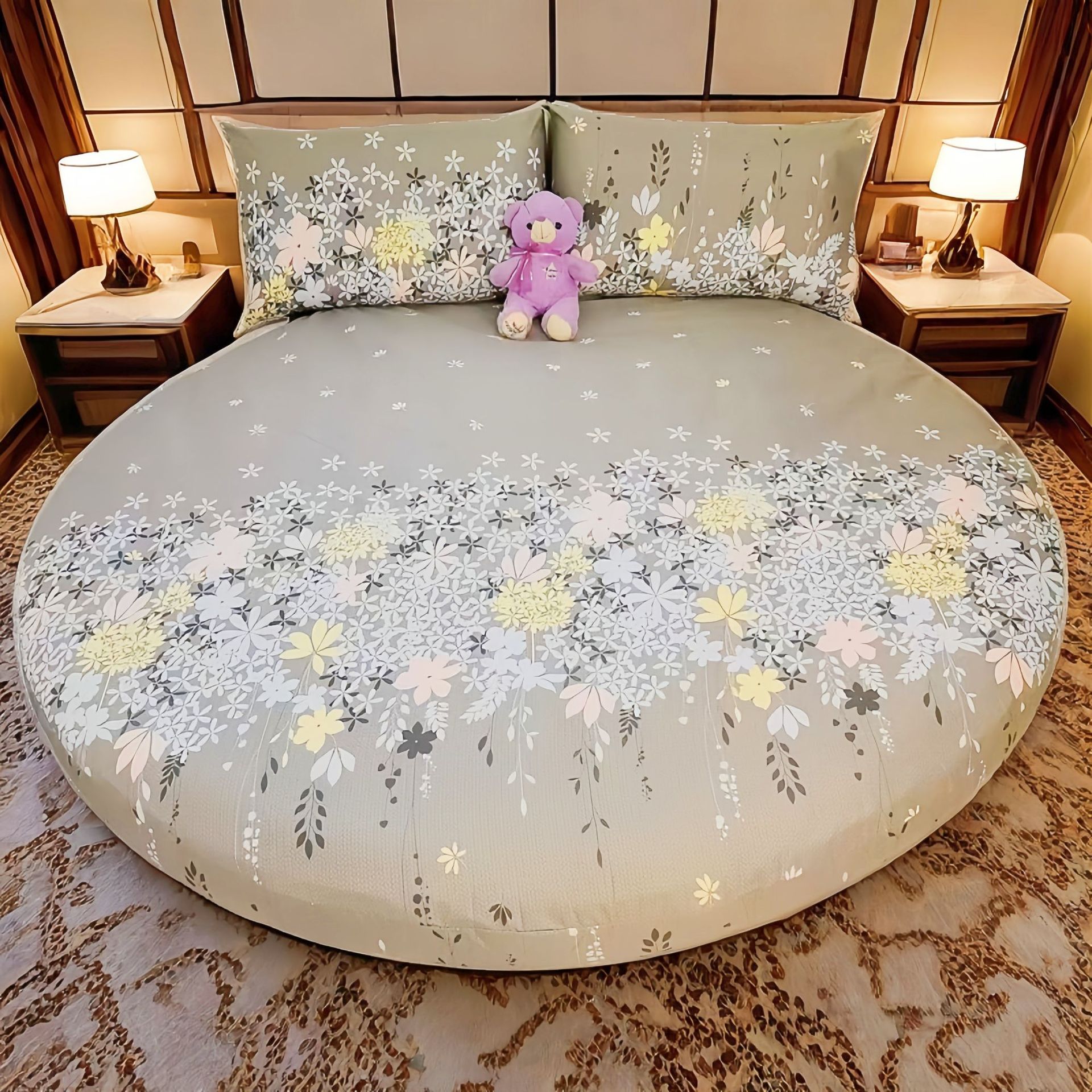 Picture of Cross-border Amazon Shrimp Hotel Round Waterproof Round Bed Cover Four-piece Bed Cover Simmons Mattress Cover Dust-proof