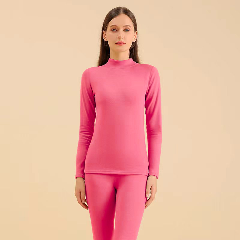 Picture of Autumn and Winter Women's Fleece-Lined Thickened Autumn Clothes and Pants Suit Brushed Inner Wear Men's and Women's Base Shirt Heating Thermal Underwear