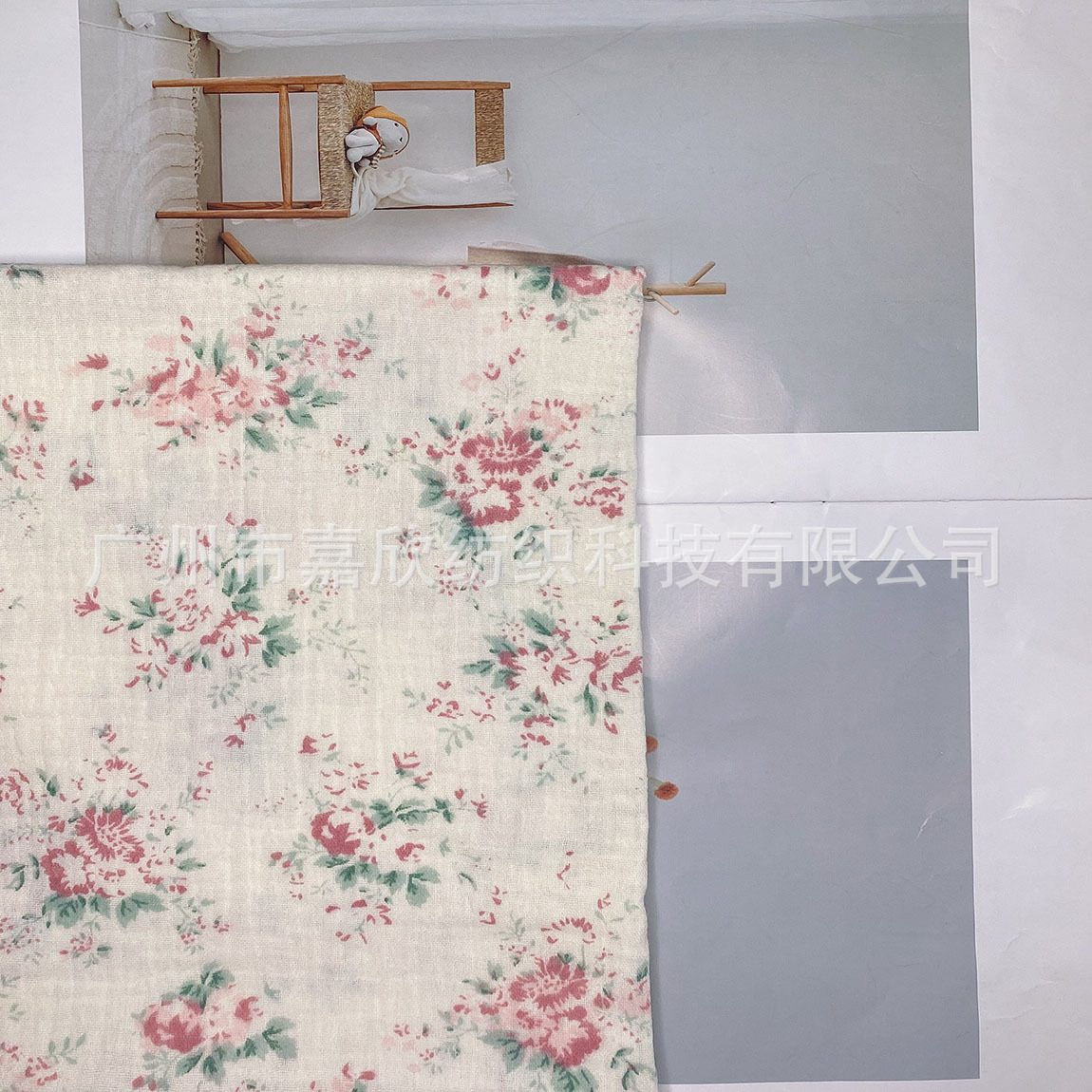 Cotton double-layer gauze muslin printed small floral fabric baby gauze children's clothing pajamas blanket fabric
