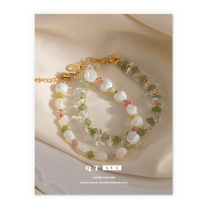 Cross-Border Fashion Light Luxury Versatile Beaded Natural Stone Real Pearl Bracelet High-End Women's Niche Summer Hot-Selling Model