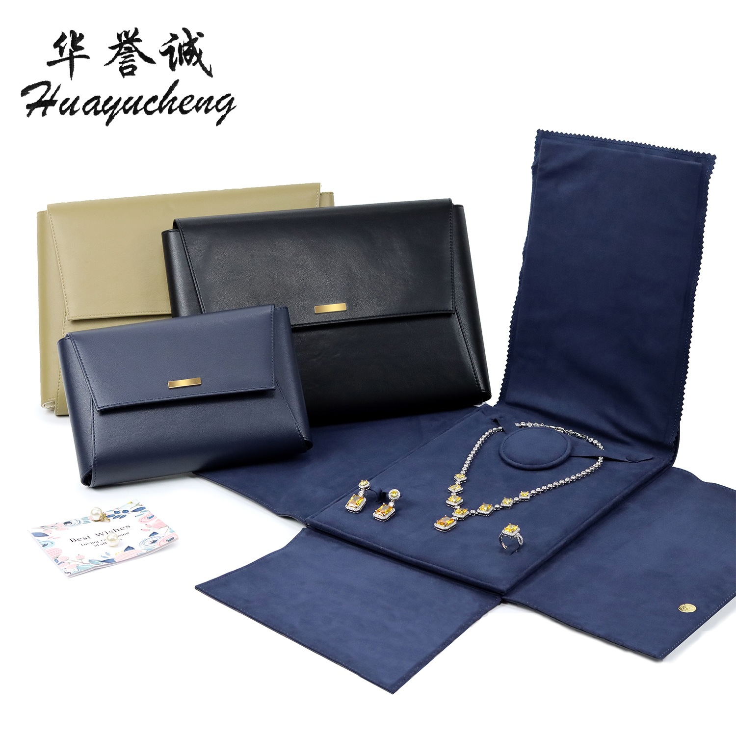 High-end leather jewelry bag can add logo multifunctional folding bag jewelry bag multi-color roll bag jewelry bag