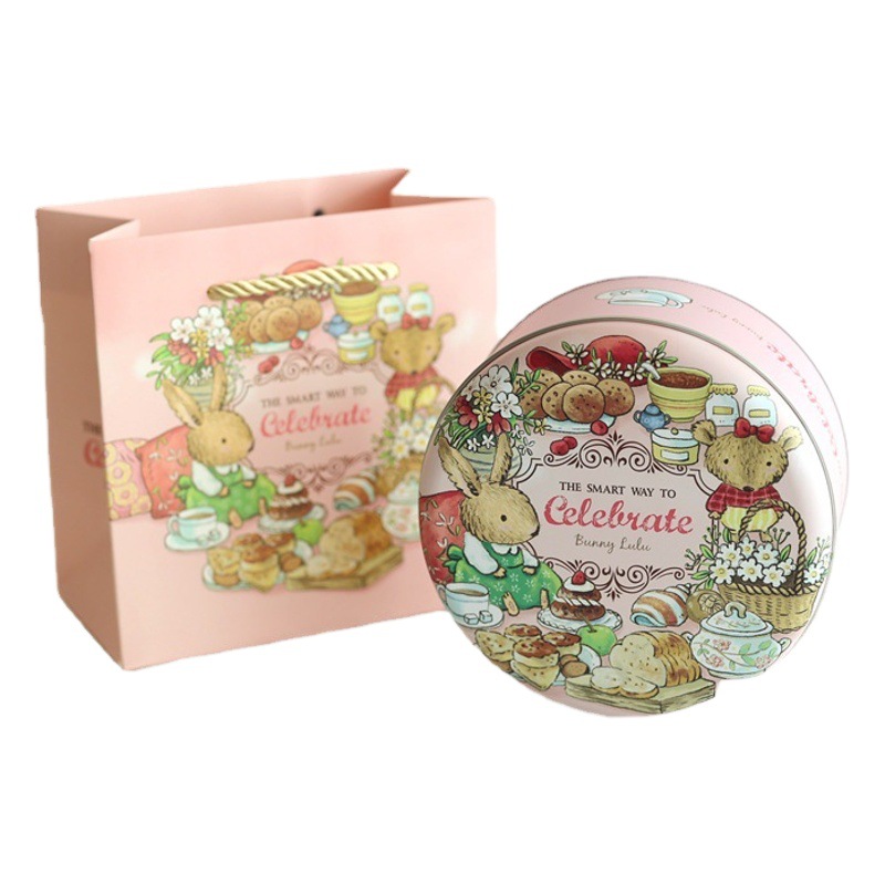 Factory direct ins marble medium cookies candy round tinplate box packaging box candy box