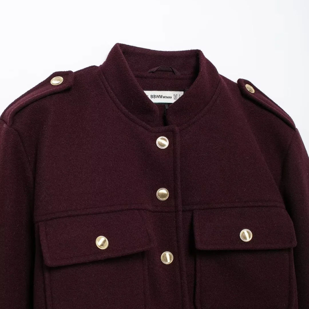 Picture of Aliexpress Cross-Border European Women's Fashion Stand Collar Retro Versatile Casual Jacket Buttoned Short Jacket Wholesale