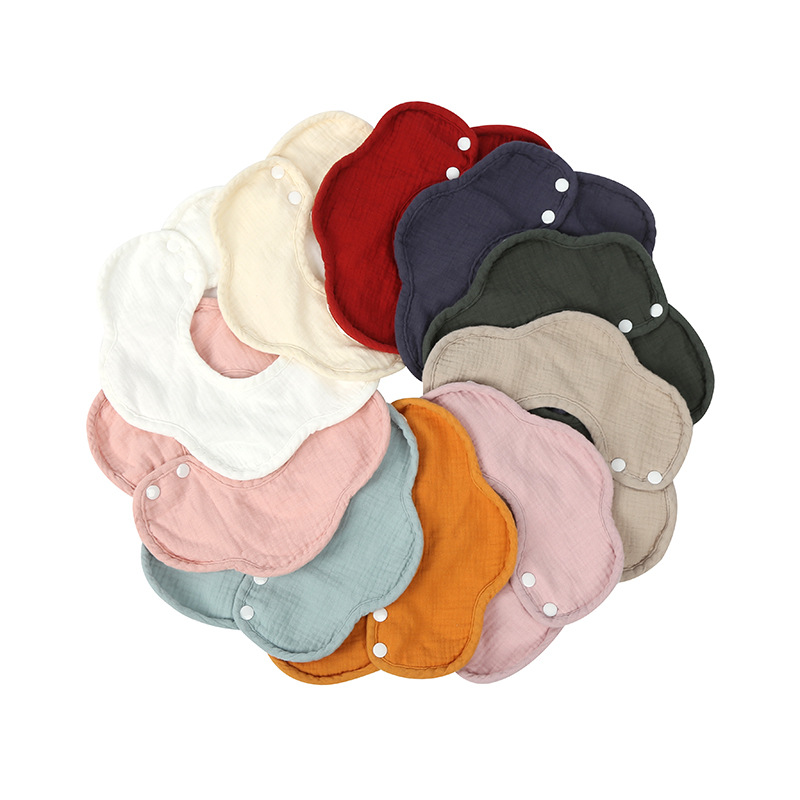 Picture of Gauze Peas Velvet Baby Petal Bib Pure Cotton Baby Sipe Towel Pure Cotton Waterproof Autumn and Winter Thickened Newborn Bib