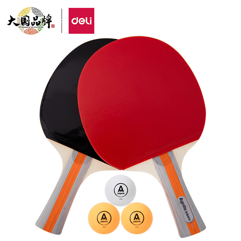 deli F2310 Table Tennis Racket Pair for Students, Kidsren and Adults Entry-level Horizontal Racket Set