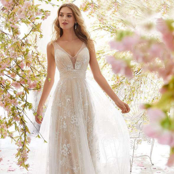 Picture of 2025 Spring European and American Export New Wedding Dress Wish Amazon Sexy V Neck Sleeveless Lace Wedding Dress