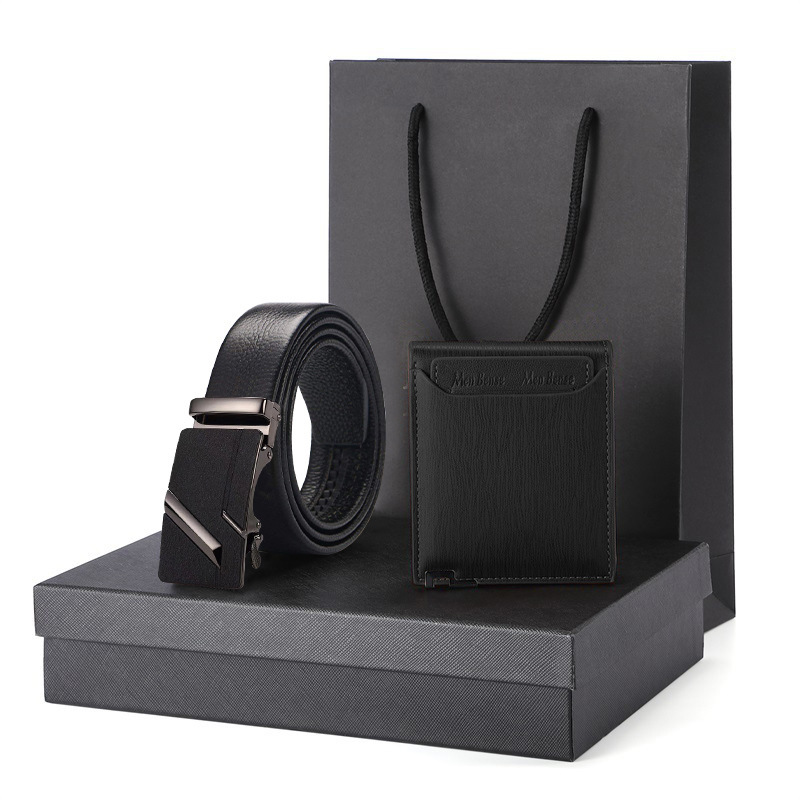 Picture of Gift Wallet Set Men's Belt Automatic Buckle Belt Top Layer Cowhide Business Cowhide Trousers Business Gift for Men