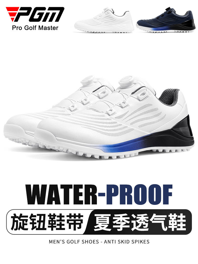 Pgm Golf Shoes Men's Waterproof Microfiber Golf Sneakers Patented Anti-Slip Spike Buckle Shoelaces