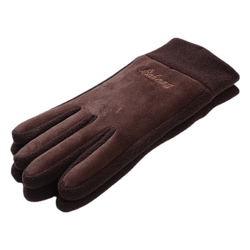 Polar Fleece Suede Men's Touch Screen Gloves Winter Outdoor Driving and Cycling Gloves Thickeneded Velvet Warm Gloves