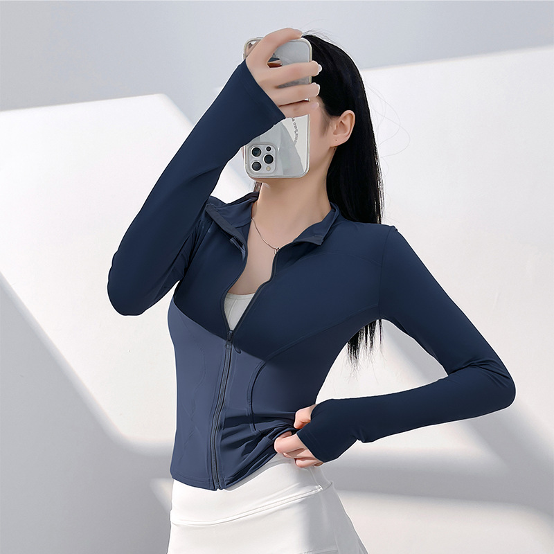 Picture of Juyitang Sun Protection Yoga Clothing Nude Outdoor Tight Breathable Sports Fitness Jacket Top for Women