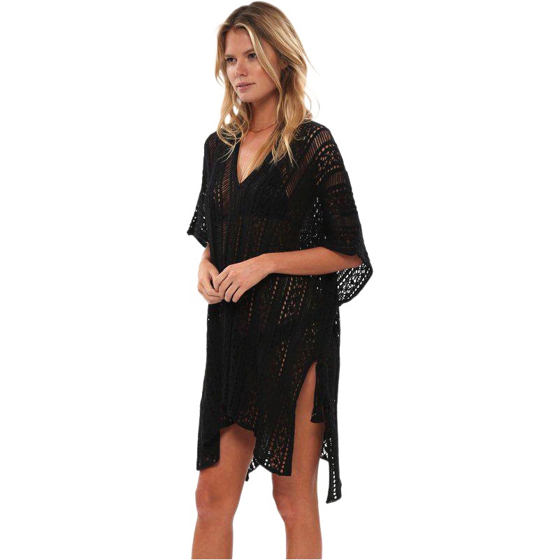 Swimming Pullover Hollow Beach Cover Bikini Anti-Light Sun Protection Beach Vacation Knitted Sexy Perspective Blouse