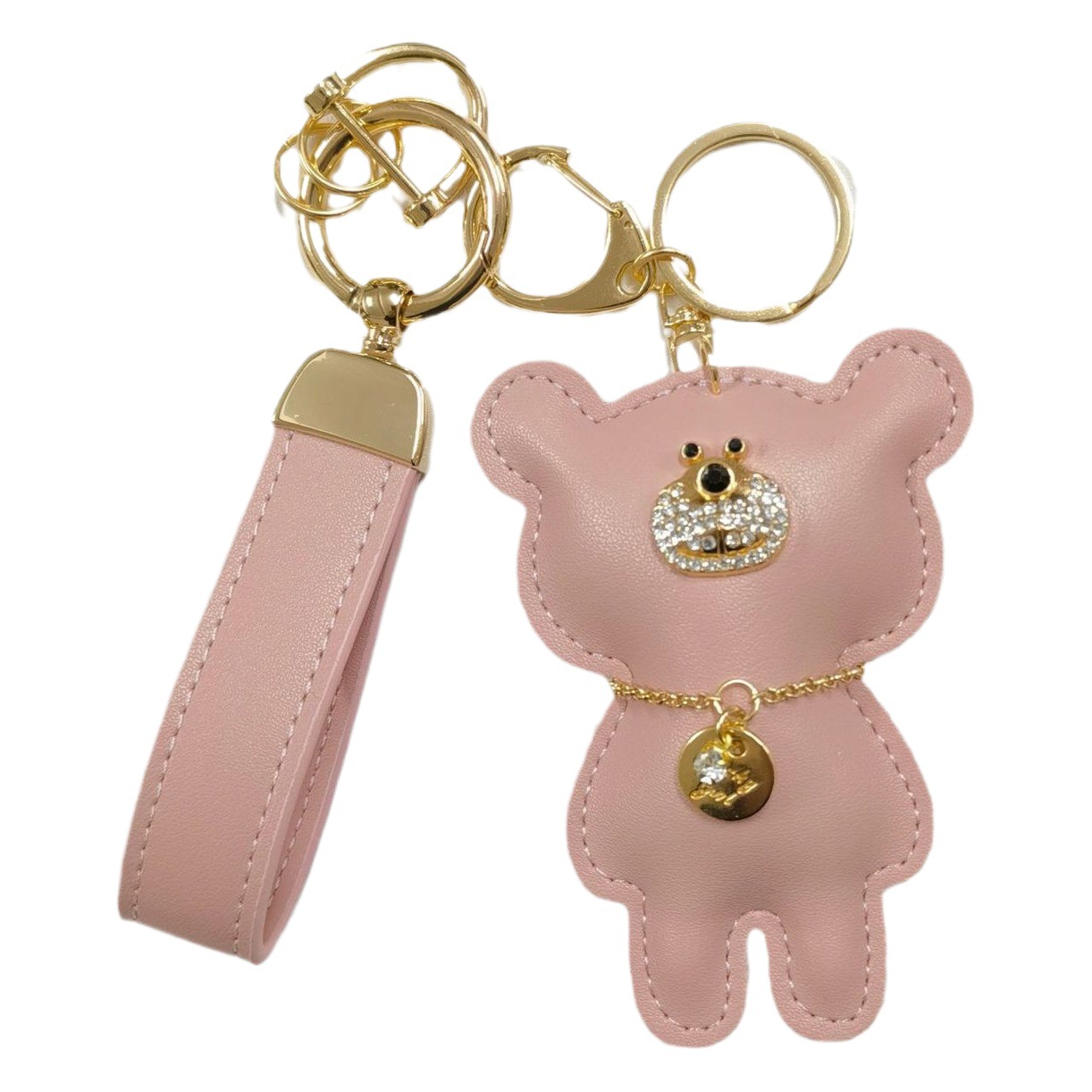 Trendy presbyopic bear keychain female fashion bag pendant car keychain high-end environmental protection material Diamond Bear gift