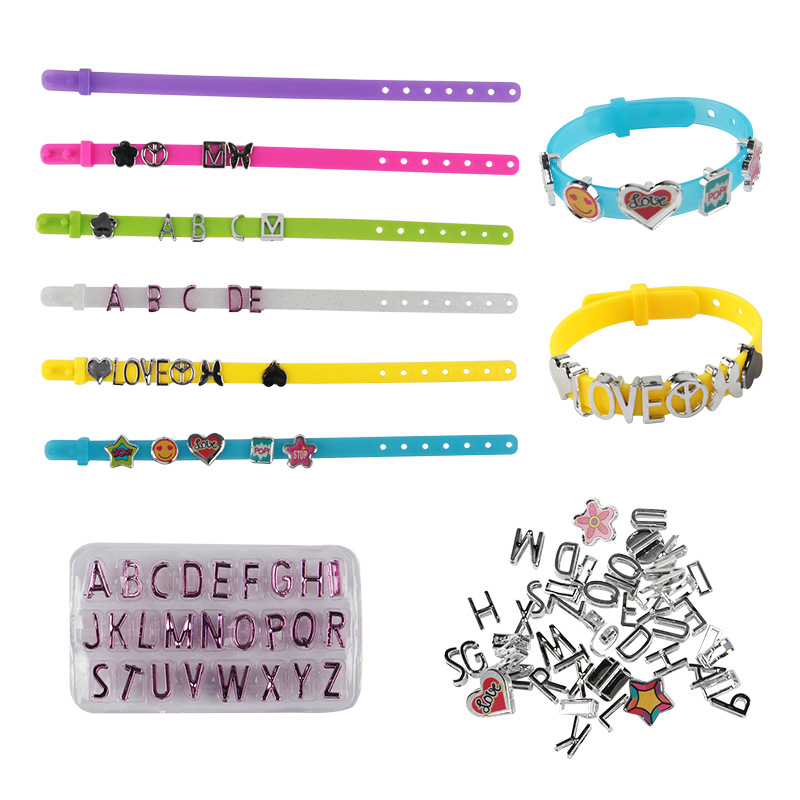 Picture of Cross Border Girl Toy Beaded Pandora Jewelry Woven Hand Rope Children DIY Homemade Alphabet Bracelet Strap