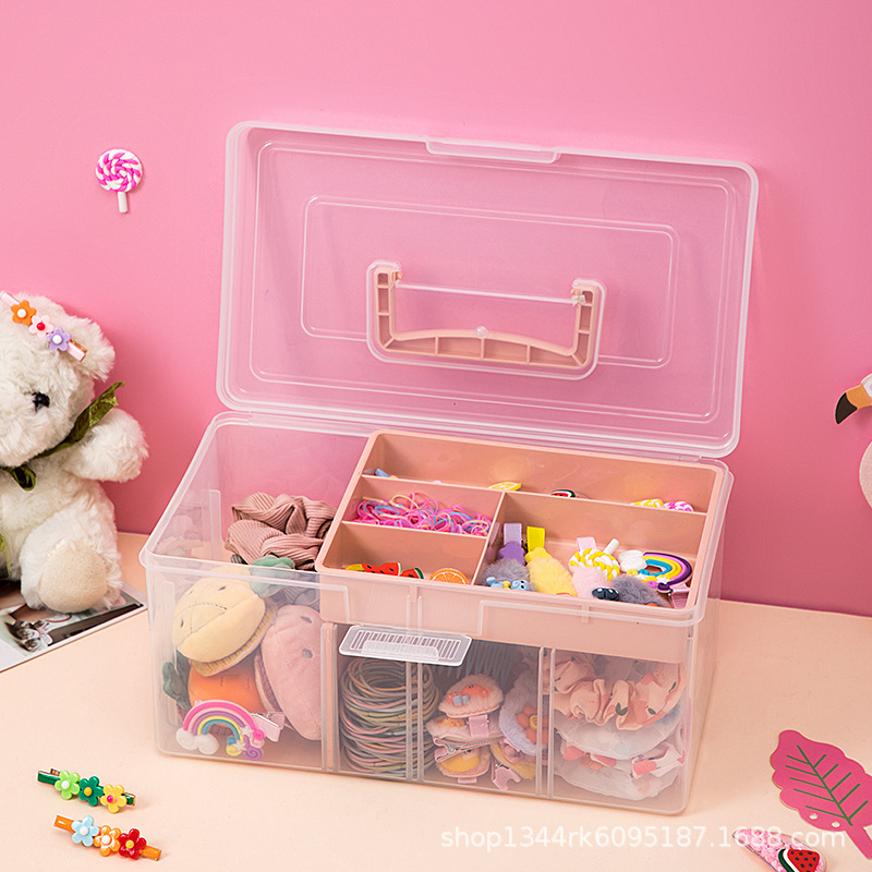 Children's Hair Accessories Storage Box Hairpin Rubber Band Headwear Jewelry Box Earrings Multi-Layer Finishing Box Cute Headstring Jewelry Box